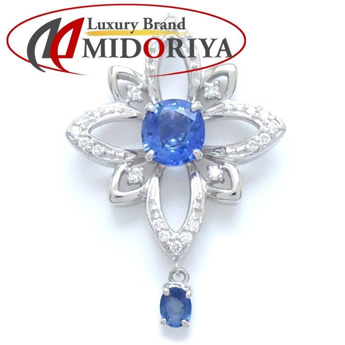 ペンダントトップ サファイヤ1.10ct ダイヤモンド0.18ct Pt900プラチナ 