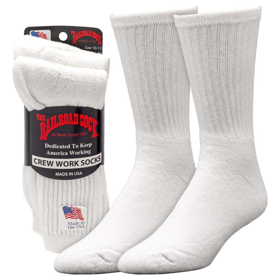 1901 PERFECT PLUS ソックス XL ホワイト3足セット Railroad Sock（レイルロードソック） クルー ソックス 3足 セット