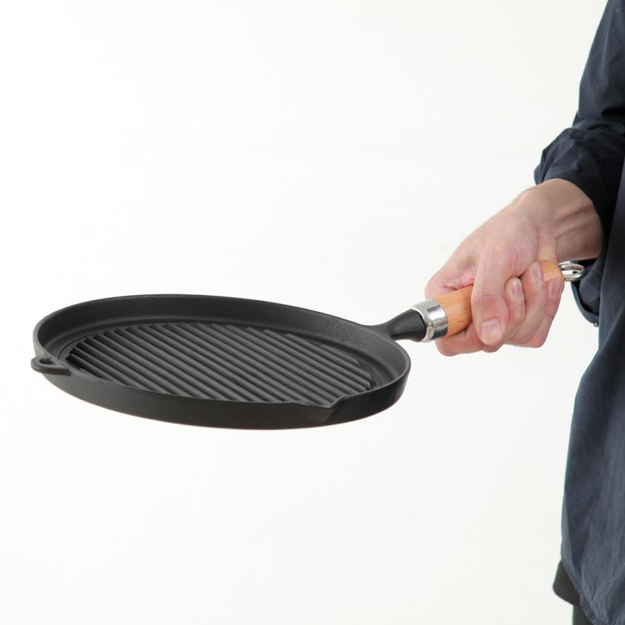 岩鋳 Iwachu グリルパン木柄付 黒焼付 内径24.5cm IH対応 南部鉄器 23029 岩鋳 グリルパン 南部鉄器 木柄付 ステーキ 焼肉 鉄フライパン