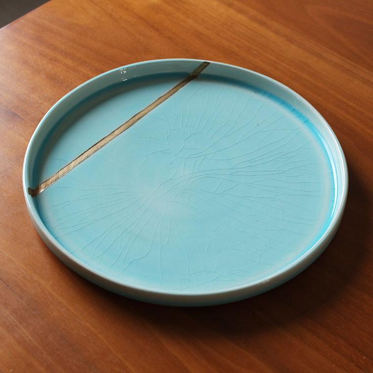 京都 清水焼 大皿プレート 古都の煌き 碧丸皿 : フライパン専門店 鐵兎