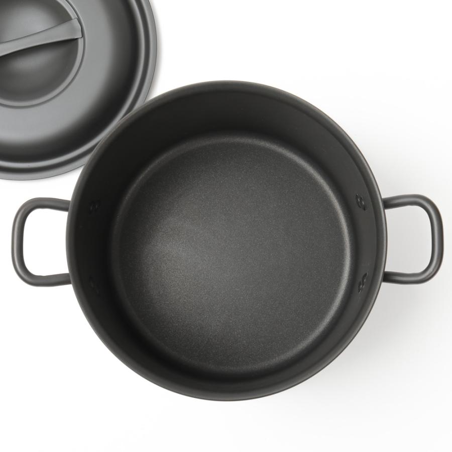 寸胴鍋 仔犬印 ブラックシリーズ 半寸胴鍋 24cm 両手鍋 : フライパン