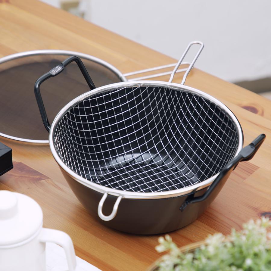 レビュー特典＆おまけ付 ラバーゼ 鉄揚げ鍋 28cm 揚げかご 油はね