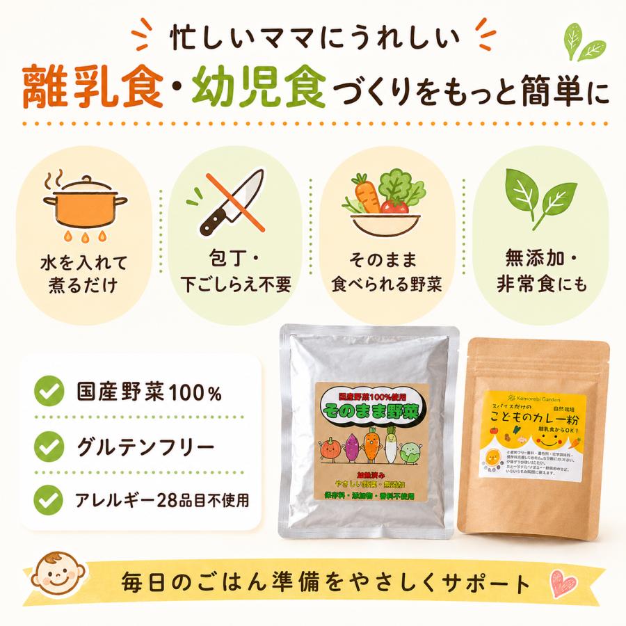 離乳食 幼児食 カレーキット 国産野菜 1歳ごろから そのまま食べられる 非常食 無添加 甘口 アレルギー対応 |  | 02