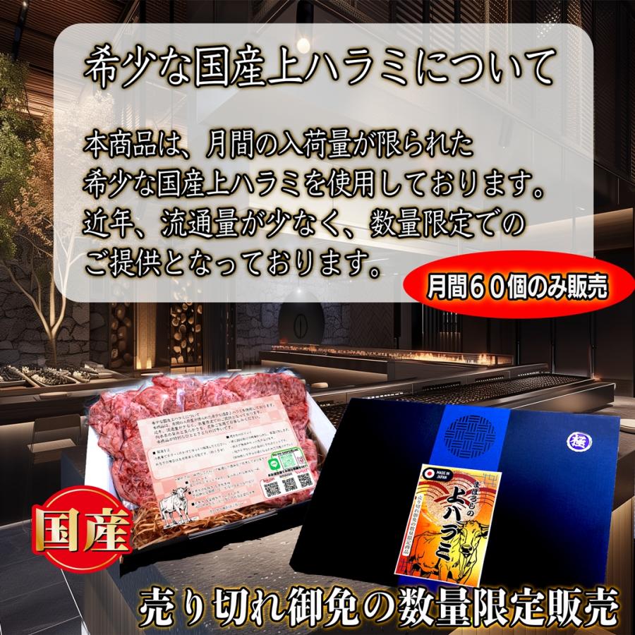 【月間数量60個限定販売】 希少な 国産牛 牛ハラミ 大阪鶴橋 400g(200g×2p) BBQ 焼肉用 ハラミ ホルモン 上ハラミ 牛肉 高級 肉ギフト |  | 01
