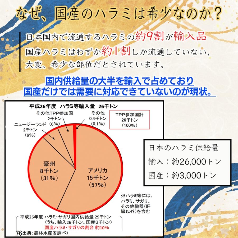 【月間数量60個限定販売】 希少な 国産牛 牛ハラミ 大阪鶴橋 400g(200g×2p) BBQ 焼肉用 ハラミ ホルモン 上ハラミ 牛肉 高級 肉ギフト |  | 04