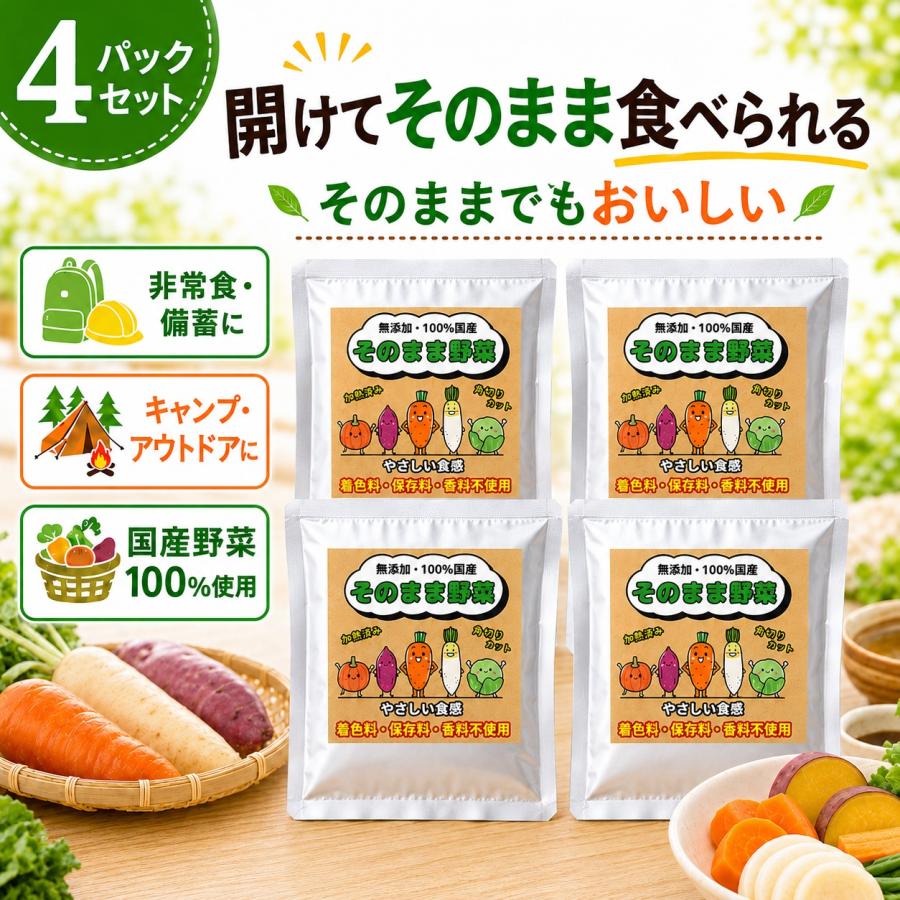 そのまま野菜 100g×4パック 離乳食 後期 完了期 国産野菜100% 無添加 レトルト 子ども ごはん 野菜おかず 常温保存 非常食 備蓄 |  | 04
