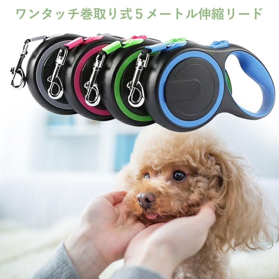 セール　ワンタッチ　簡単操作　5M伸縮リード　お散歩　犬 リード　テープリード 在庫限りセール ワンタッチ 簡単操作 5M伸縮リード PAA0008 お