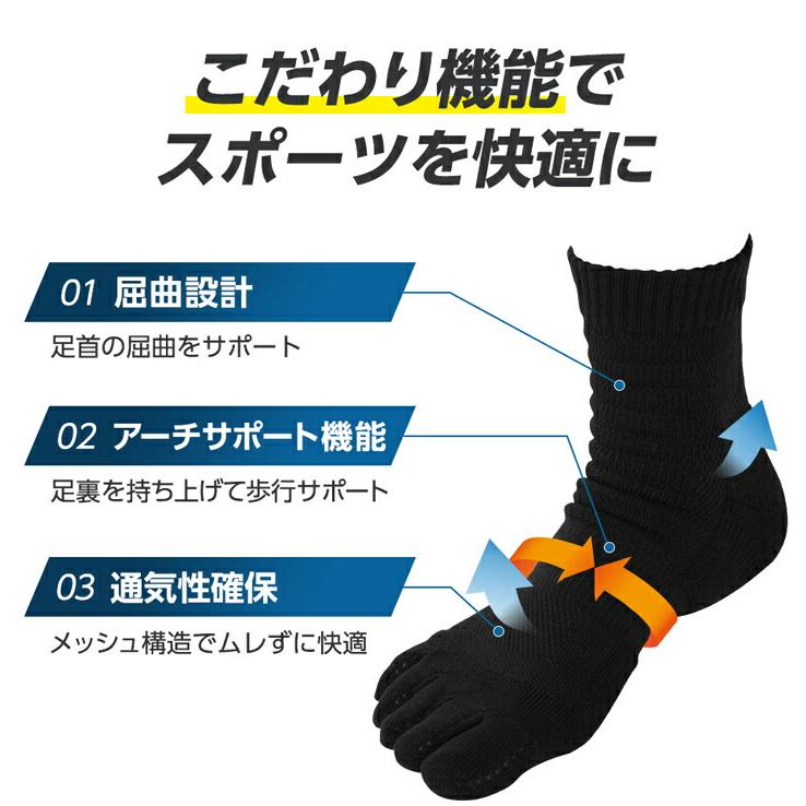 Phiten（ファイテン） スポーツソックス 5本指 セミロング (2足組