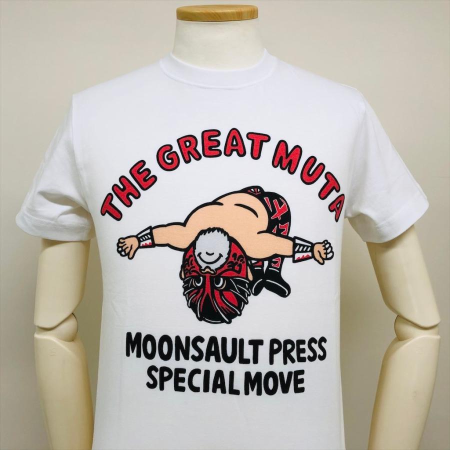 グレート・ムタ 半袖 Tシャツ ホワイト ムーンサルト プレス グレート・ムタ 半袖 Tシャツ ホワイト ムーンサルト プレス