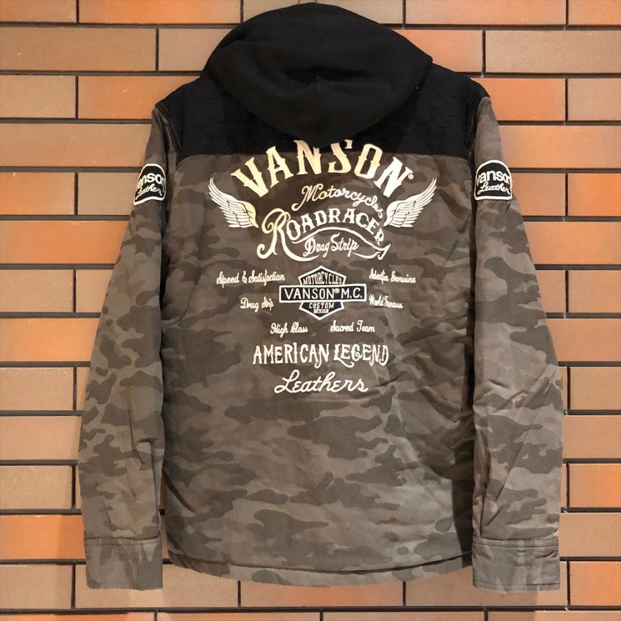 VANSON バンソン 中綿入り ジップアップ シャツ ジャケット フード