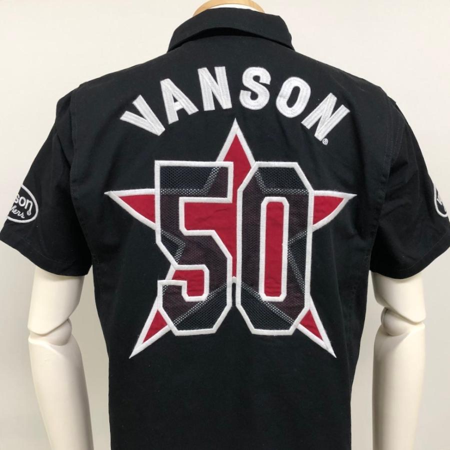 VANSON（バンソン） 4Lあり 50周年記念モデル 半袖 シャツ ブラック