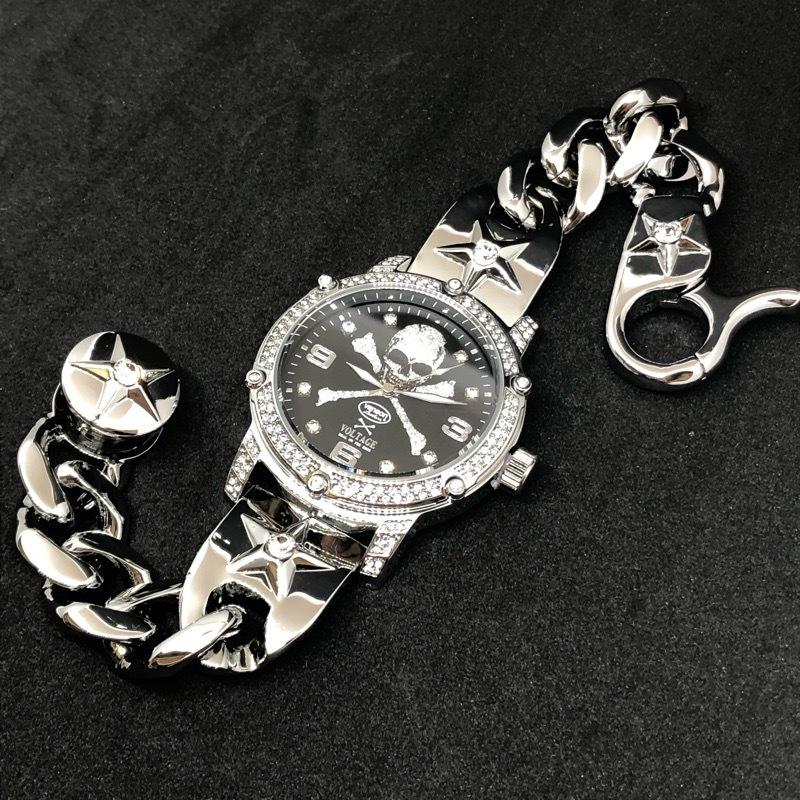 VANSON × VOLTAGE　バンソン ヴォルテージ　腕時計　ブレスレット タイプ　コラボレーション モデル　クロスボーン｜phnagamachi｜09