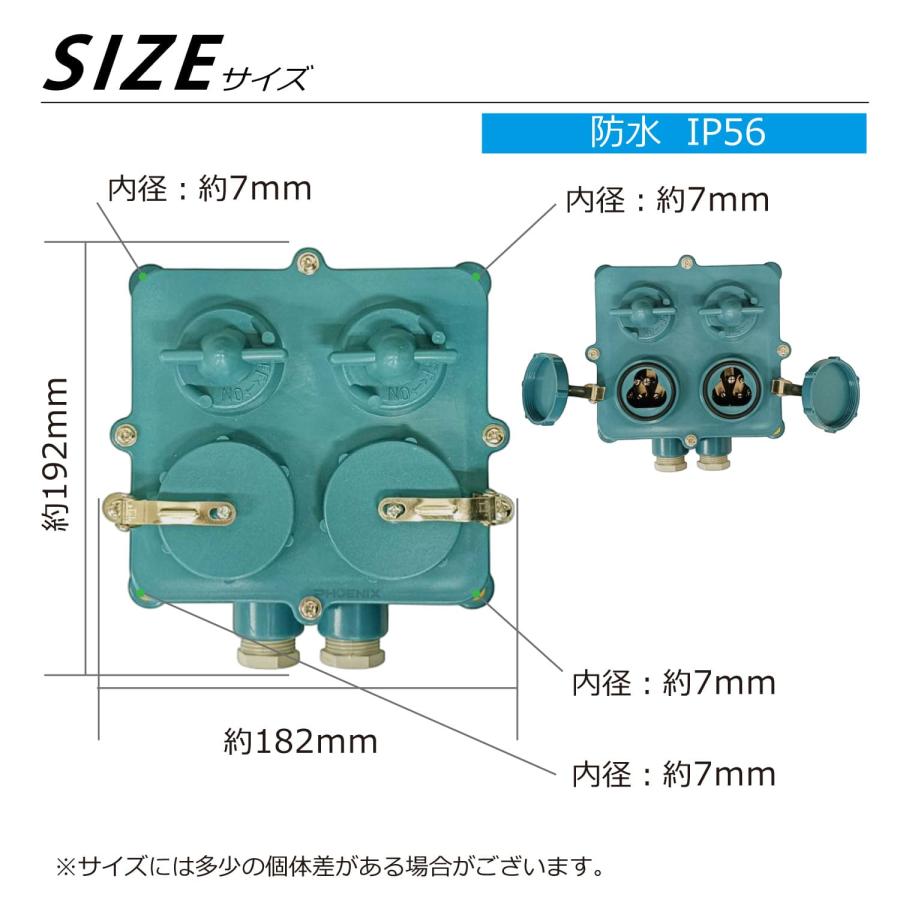 防水レセプタクル本体2連 スイッチ付き 20A 3P 蓋付き DC12V 24V 36V IP56 船舶 マリン用品の画像