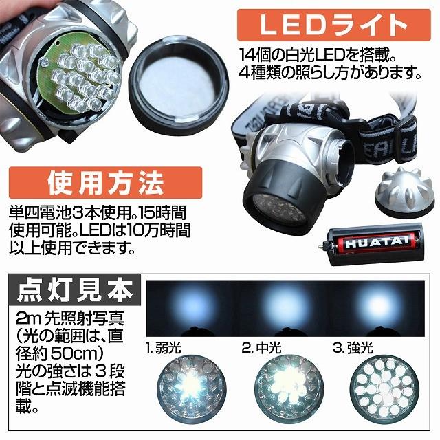 ヘッドライト LED ライト 防水 電池 防災 LEDライト在庫限り SALE /LEDヘッドライト｜phoenix-zakka｜04