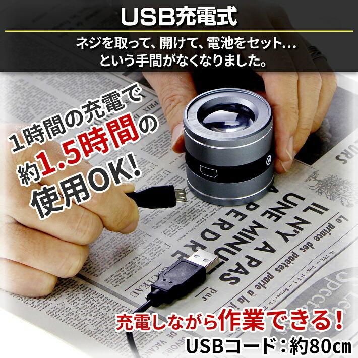 PhoenixLoupe スケール ルーペ ミニ USB充電式 倍率 10倍 LEDライト
