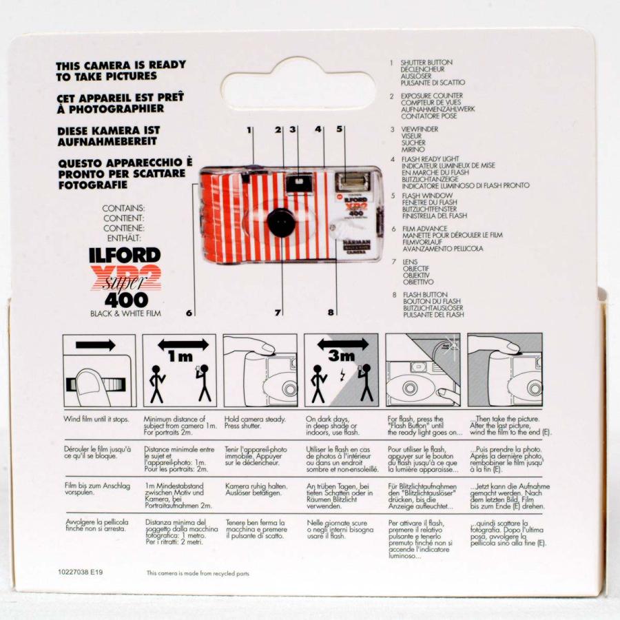 【白黒】イルフォード HARMAN 400-27枚撮★カラー現像タイプの白黒 使い捨てカメラ ILFORD XP2 フラッシュ付 135/35mm★C-41現像 019498174186｜photoland｜03
