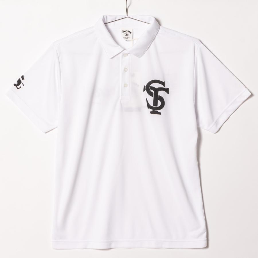 [TheSwinger] Dry Silky Polo Shirts “On the Screw” White ゴルフポロシャツ ゴルフシャツ 半袖 給水速乾