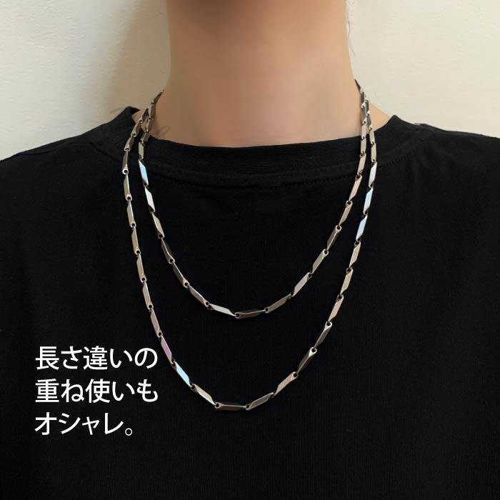 Risa（リサ） ネックレス ダイヤカット スクエア チェーン シルバー 45
