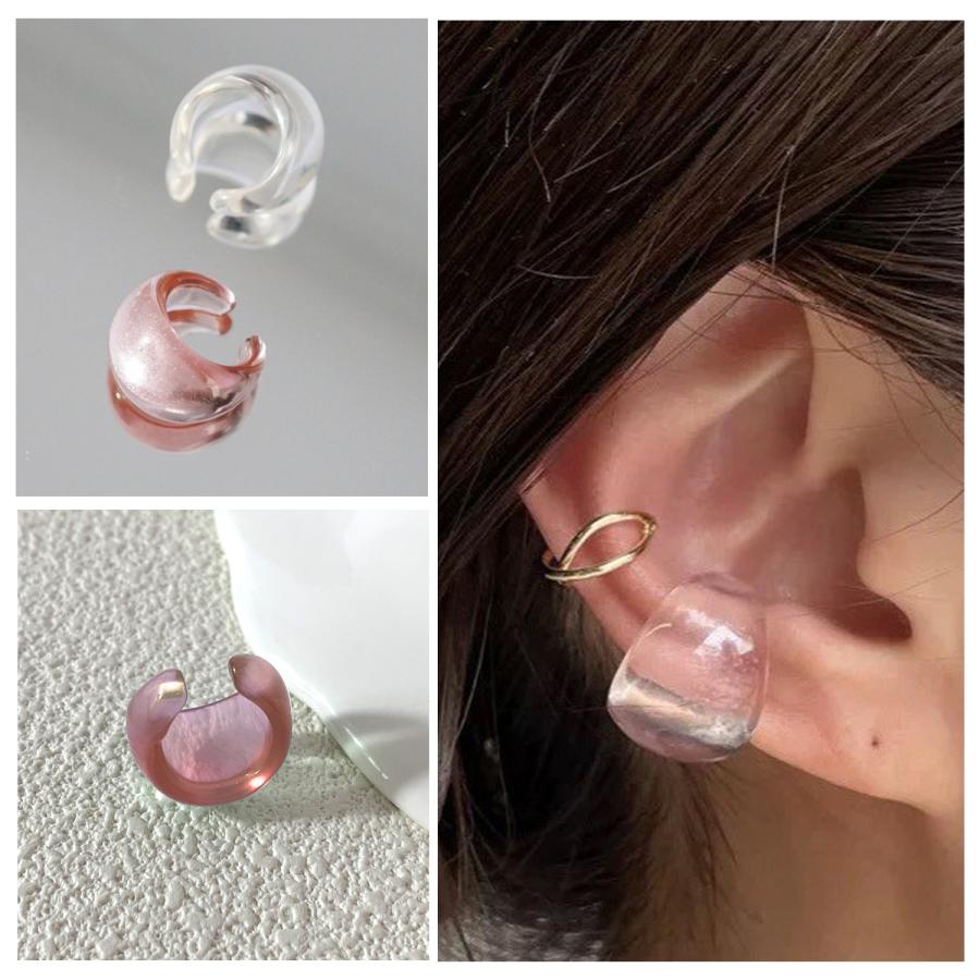 Risa（リサ） イヤーカフ イヤーカフス 樹脂製 片耳用 ぷっくり 透明