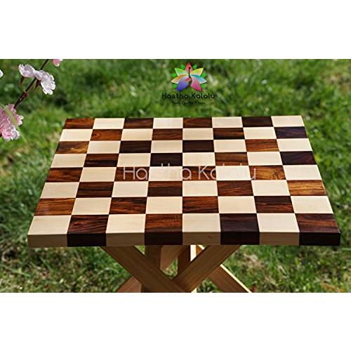 海外品 Hastha Kalalu|メイプルとクルミ材を使用した手作りチェスボード/両面チェスボード14 x 14インチ (ボードのみ) 【FKP9170644264】(32978円)