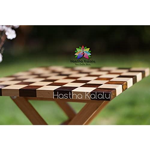 海外品 Hastha Kalalu|メイプルとクルミ材を使用した手作りチェスボード/両面チェスボード14 x 14インチ (ボードのみ) 【FKP9170644264】(32978円)