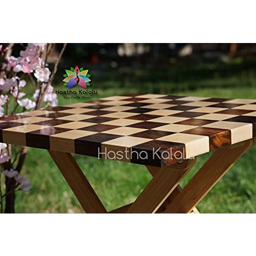 海外品 Hastha Kalalu|メイプルとクルミ材を使用した手作りチェスボード/両面チェスボード14 x 14インチ (ボードのみ) 【FKP9170644264】(32978円)