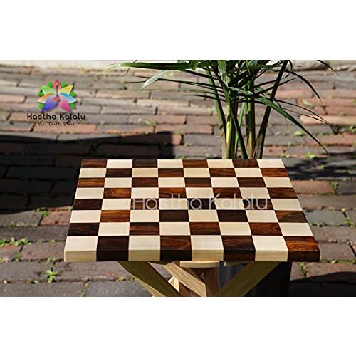 海外品 Hastha Kalalu|メイプルとクルミ材を使用した手作りチェスボード/両面チェスボード14 x 14インチ (ボードのみ) 【FKP9170644264】(32978円)