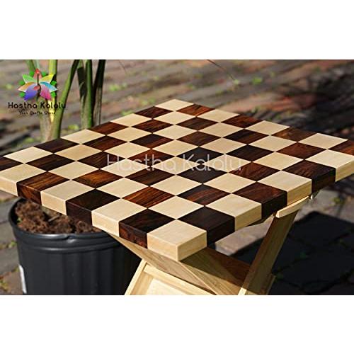 海外品 Hastha Kalalu|メイプルとクルミ材を使用した手作りチェスボード/両面チェスボード14 x 14インチ (ボードのみ) 【FKP9170644264】(32978円)