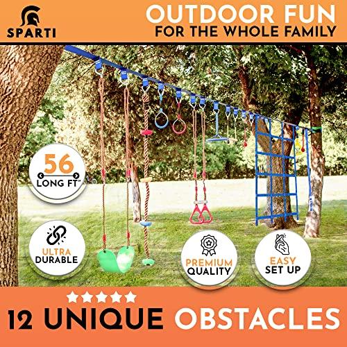 【初期/レア】 SPARTI Ninja Warrior 障害物コース 子供用 - 56フィート ニンジャスラックライン 12個のアクセサリー付き - 裏庭プレイセット 子供用 - スラックライン 障 【CEG9290210716】(33408円)