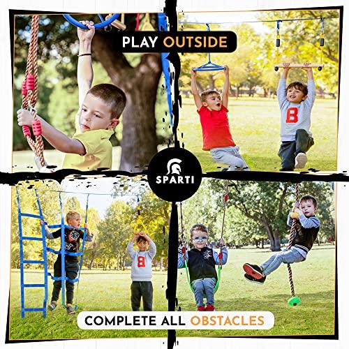 【初期/レア】 SPARTI Ninja Warrior 障害物コース 子供用 - 56フィート ニンジャスラックライン 12個のアクセサリー付き - 裏庭プレイセット 子供用 - スラックライン 障 【CEG9290210716】(33408円)