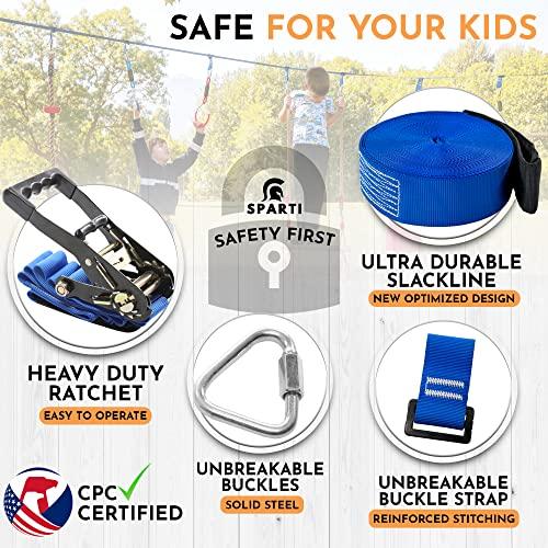 【初期/レア】 SPARTI Ninja Warrior 障害物コース 子供用 - 56フィート ニンジャスラックライン 12個のアクセサリー付き - 裏庭プレイセット 子供用 - スラックライン 障 【CEG9290210716】(33408円)