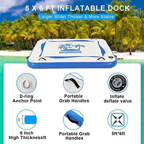 PEXMOR 5 ftインフレータブルフローティングドック、ノンスリップ面付インフレータブルウォータープラットフォームスイムデッキ、レイクプールビーチオーシ PEXMOR ftインフレータブルフローティングドック ノンスリップ面付インフレータブルウォータープラットフォームスイムデッキ