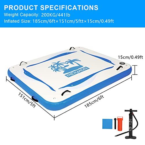 PEXMOR 5 ftインフレータブルフローティングドック、ノンスリップ面付インフレータブルウォータープラットフォームスイムデッキ、レイクプールビーチオーシ PEXMOR ftインフレータブルフローティングドック ノンスリップ面付インフレータブルウォータープラットフォームスイムデッキ