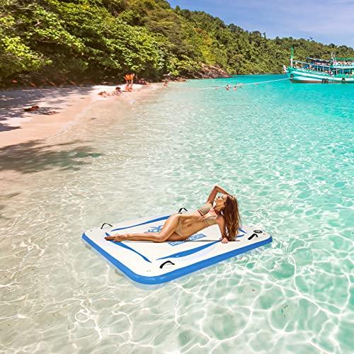 PEXMOR 5 ftインフレータブルフローティングドック、ノンスリップ面付インフレータブルウォータープラットフォームスイムデッキ、レイクプールビーチオーシ PEXMOR ftインフレータブルフローティングドック ノンスリップ面付インフレータブルウォータープラットフォームスイムデッキ