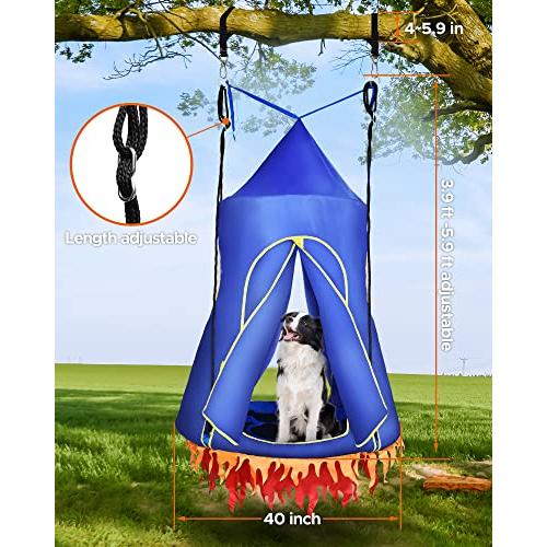 PACEARTH 吊り下げ式ツリーテント 耐荷重660ポンド 円盤型ブランコテント 2イン1 取り外し可能なツリーハウス 40インチツリーブランコ 子供用 屋外 屋内 ツ PACEARTH 吊り下げ式ツリーテント 耐荷重660ポンド 円盤型ブランコテント 2イン1 取り外し可能なツリーハウス 40インチツリーブランコ 子供用 屋外 屋内