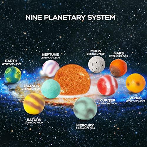 太陽系9 in 1子供のための宝石採掘キット-宝石採掘玩具9惑星、発掘72
