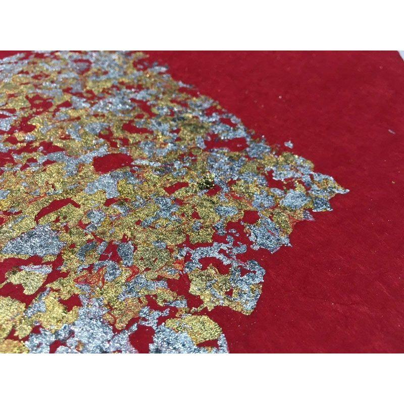 大人も着やすいシンプルファッション 手漉き金銀ちり 横 赤 四切 色和紙 Laurence Institut Fr