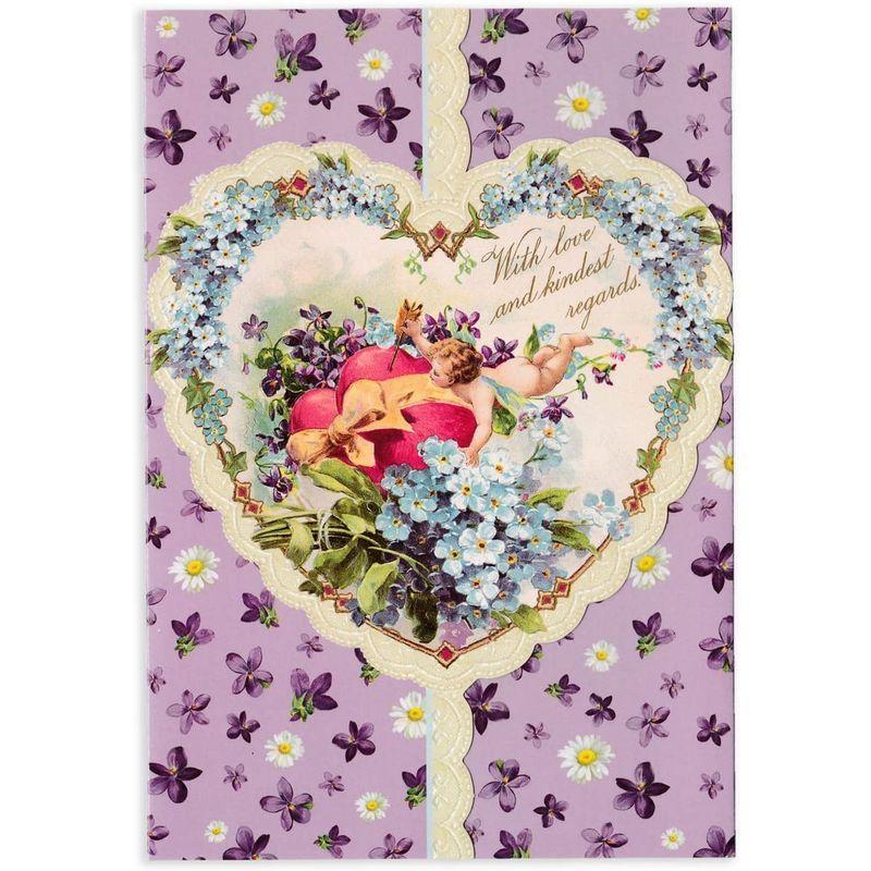 パンチスタジオ バレンタイン ダイカット グリーティングカード キューピット ハート パープル 感謝の声続々