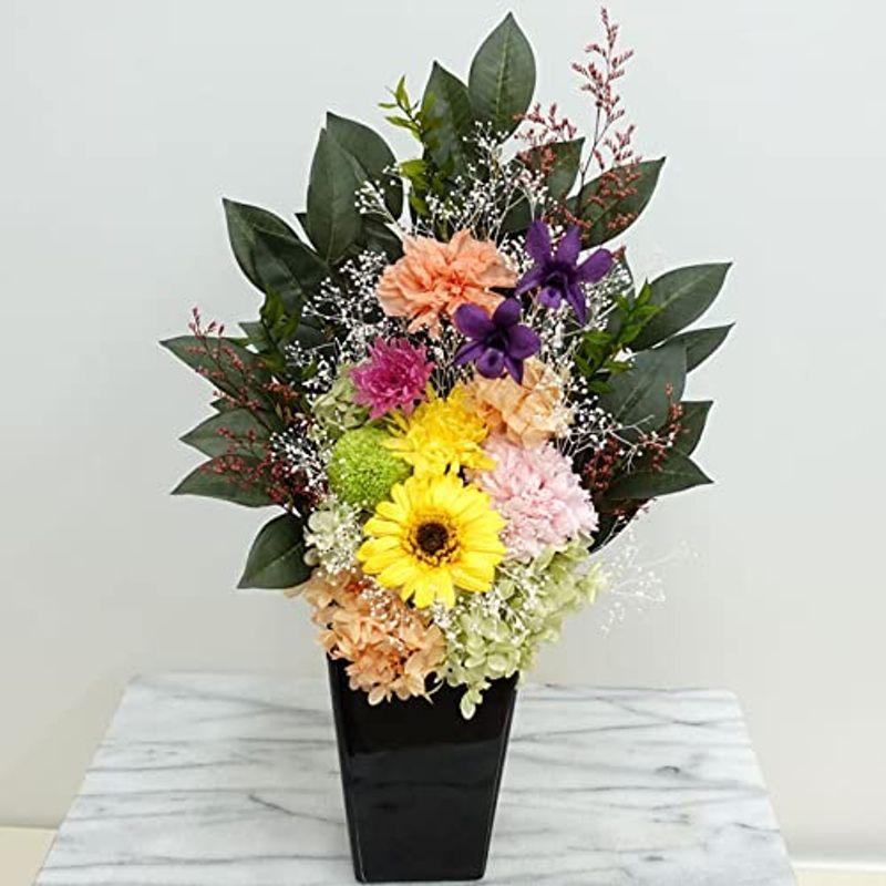 詠歌トールb紫 花器は黒色仏花 プリザーブドフラワー 大 お手入れ不要 お供え花 光のプリザ仏花大型 咲き続ける御供 プリザーブドフラワー Pia Pia 背の高い豪華バージョン 光のプリザ仏花大型 Store
