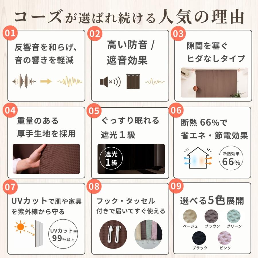 防音専門ピアリビング 防音カーテン 遮音カーテン 完全遮光 5重構造