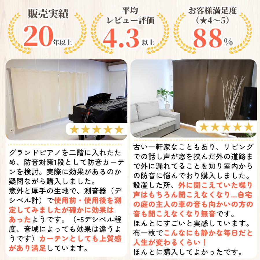 防音カーテン 遮音カーテン 完全遮光 5重構造コーズ既製サイズ 幅110cm×丈178cm 1枚 日本製 遮光1級 防音対策 窓 断熱 遮熱 遮音 騒音 楽器 ピアノ 声 最強 | 防音専門ピアリビング | 05