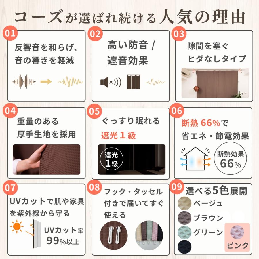 防音専門ピアリビング 防音カーテン 遮音カーテン 完全遮光 5重構造