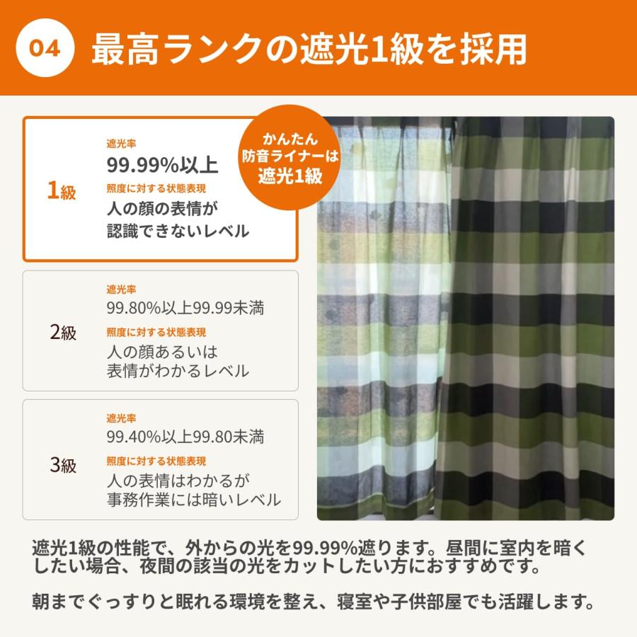 カーテン 遮光カーテン 防音カーテン リビング ダイニング 裏地 断熱 ライナー 防音 遮音 かんたん防音ライナー 幅71-110cm 丈81-120cmピアリビング_9