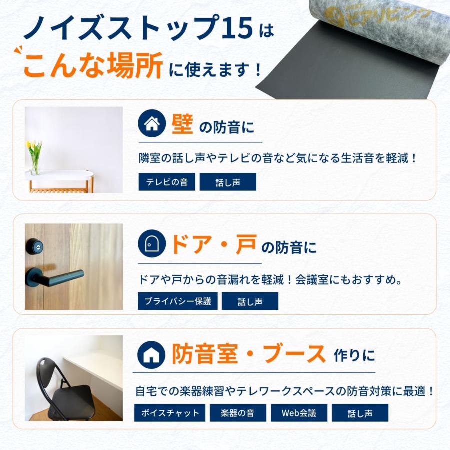 防音専門ピアリビング 防音シート 遮音シート ノイズストップ15 1.5mm