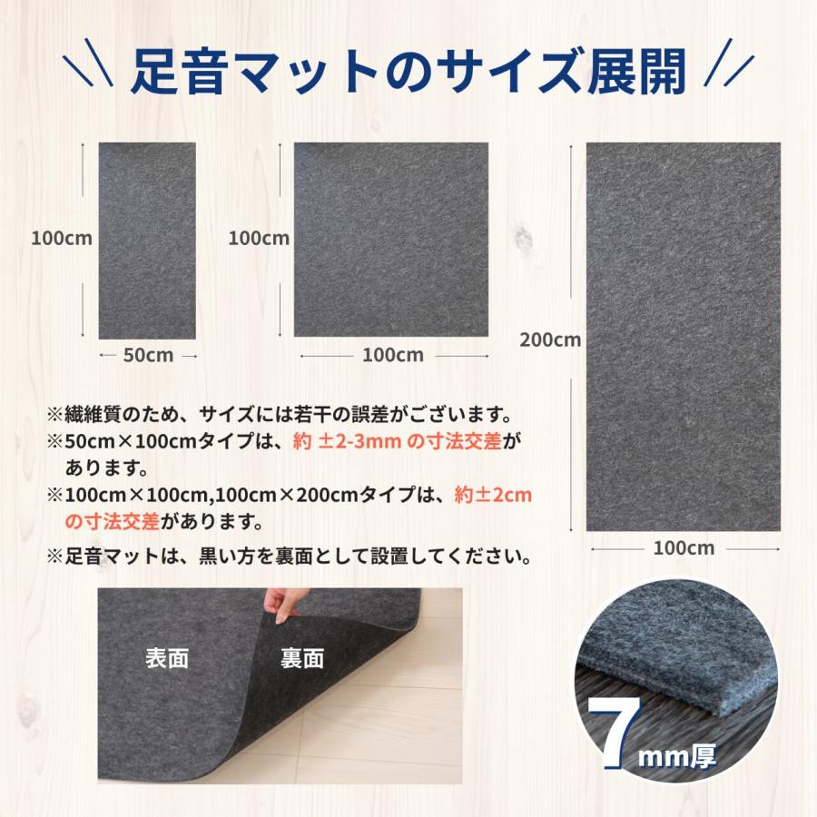 防音専門ピアリビング 防音マット 防音シート 足音マット 厚さ7mm 100