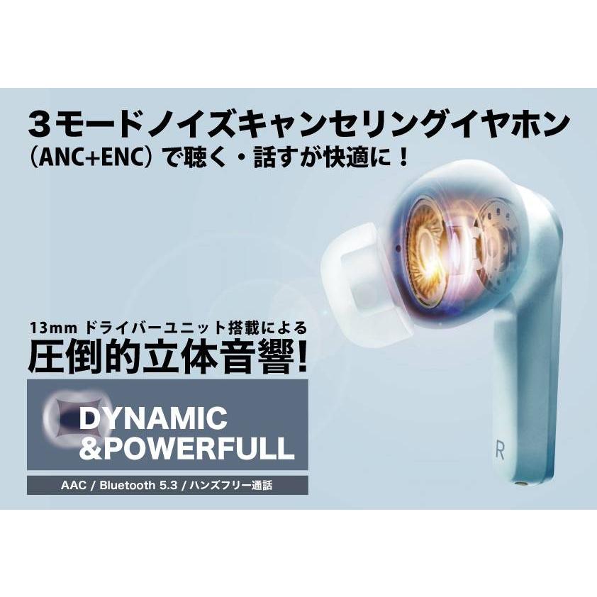 ノイズキャンセリングイヤホン bluetooth 5.3 ワイヤレスイヤホン 左右