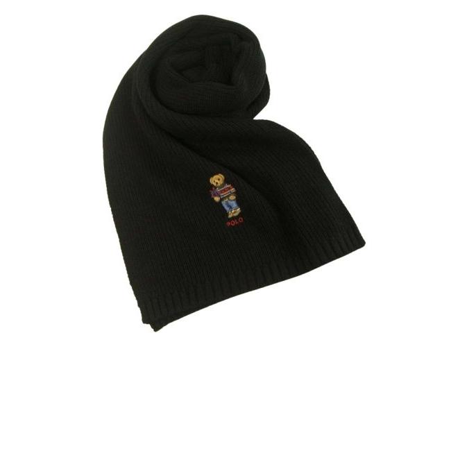 ラルフローレンマフラー　ポロベアー　ブラック POLO RALPH LAUREN ポロ ラルフローレン マフラー メンズ レディース