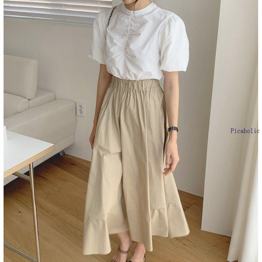 人気のファッションブランド 半袖ブラウス白 通勤 オシャレ 夏 レディース 2点セットアップ パフスリーブ カジュアル 上下セット 可愛い フレア スカートロング丈 セットアップ サイズ フリーサイズ Www Sustentec Com Br