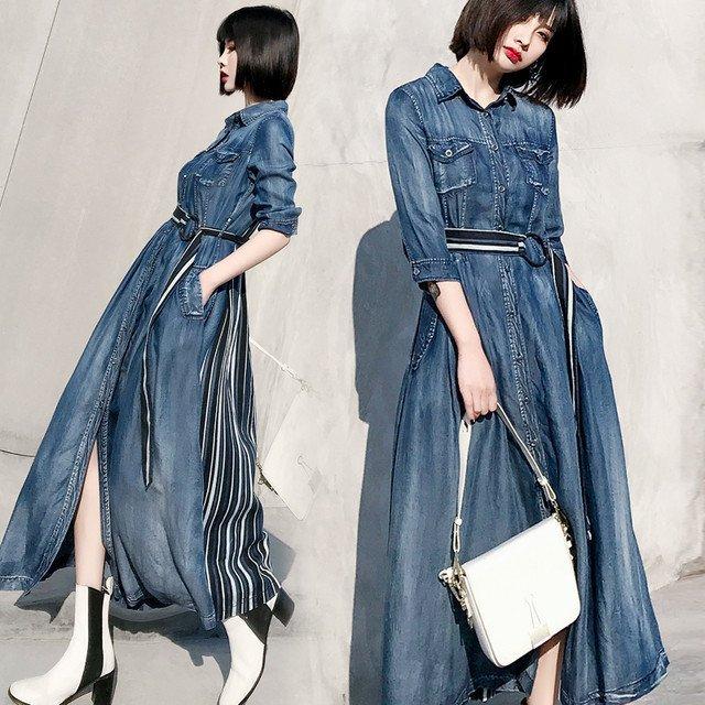 人気 代 半袖 ドッキングワンピース 30代 春夏秋 七分袖 選べる袖丈 デニム 夏服 春 秋 カジュアル 女性 ファッション レディース ワンピース 50代 40代 長袖 カラー 半袖 Www Ldlab It