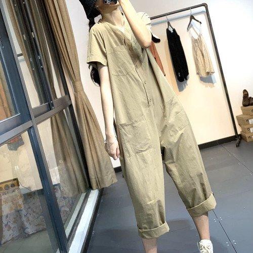 大注目 ネック 夏服 春 秋 カジュアル 女性 ファッション 50代 40代 30代 代 レディース オールインワン 黒 ジャンプスーツ 半袖 春夏秋 大人カジュアル オールインワン カラー ブラック Captains Agency